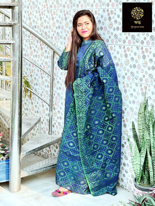 Peacock Blue Jamdani Dupatta