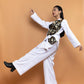 White and Katan contrast Kimono pattern Blazer