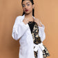 White and Katan contrast Kimono pattern Blazer