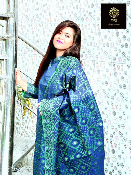 Peacock Blue Jamdani Dupatta