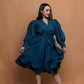 Emerald Puff Sleeve Ruffle dress