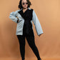 Black Velvet Contrast Kimono Patterned Blazer

 