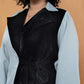 Black Velvet Contrast Kimono Patterned Blazer

 
