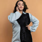 Black Velvet Contrast Kimono Patterned Blazer

 