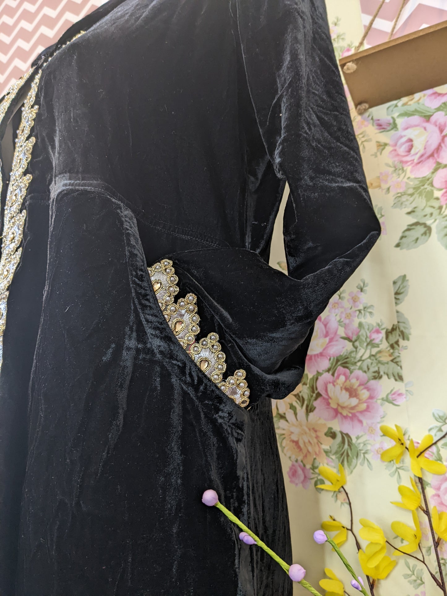 Embroidered Velvet Burka