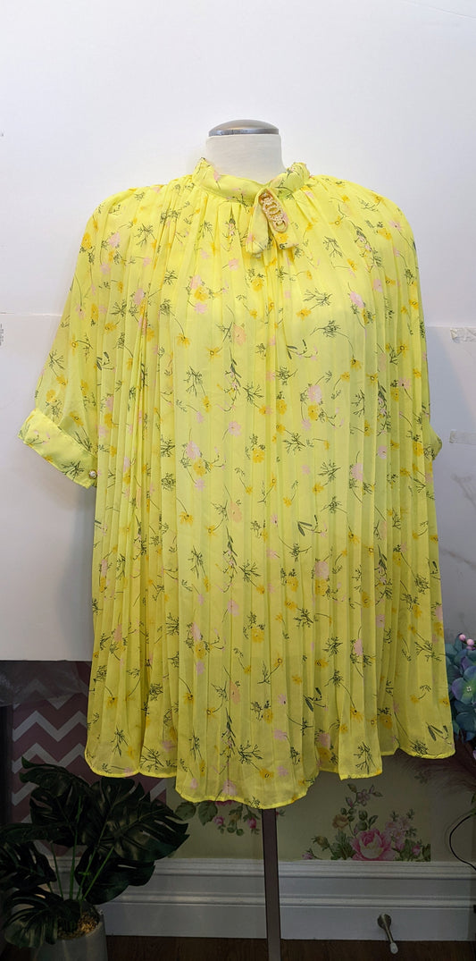 Flowy Yellow Pleated Top