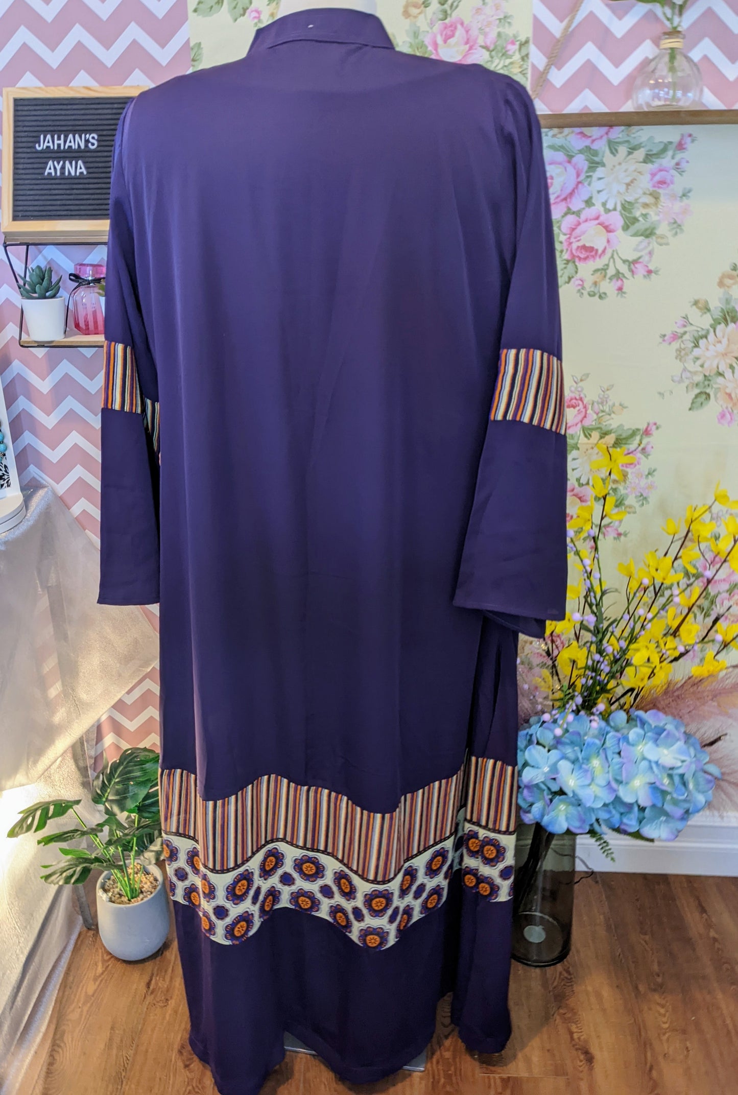 Violet Printed Abaya