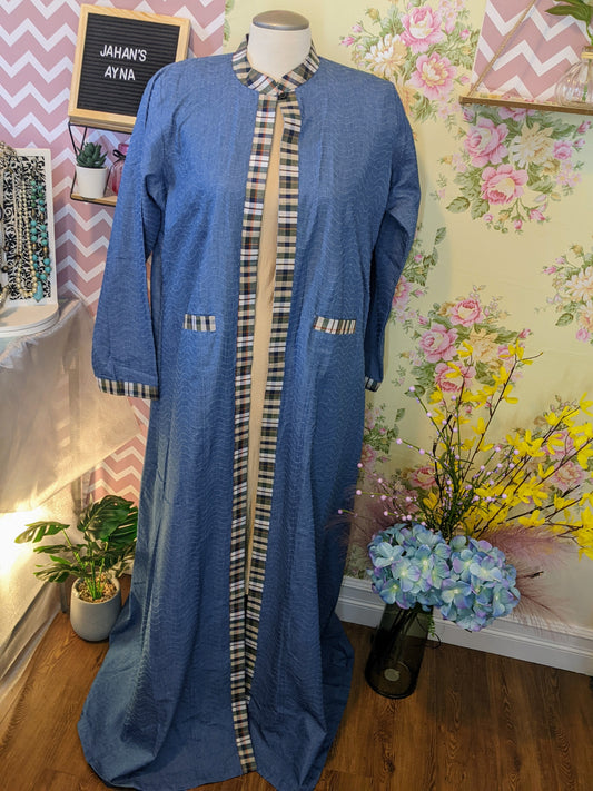 Blue Abaya with stripes