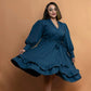 Emerald Puff Sleeve Ruffle dress